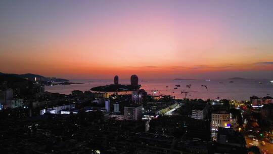 三亚城市交通夜景航拍