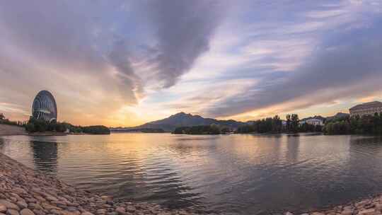 北京雁栖湖旅游区日转夜延时视频