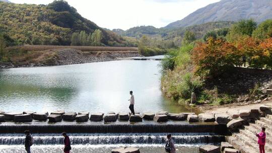 航拍东北秋天山区风景视频素材模板下载