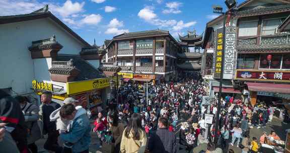 4K延时南禅寺小吃街节假日人流