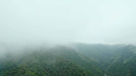 被大雾笼罩的山脉航拍