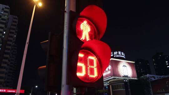 路口红绿灯 城市夜景视频素材模板下载