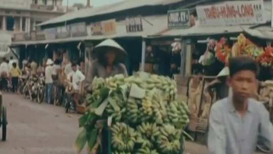 50年代南洋华人生活菜市场居民地摊购物买菜