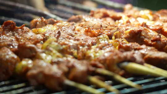 烧烤 烤羊肉串 美食烧烤 撸串烤串 夜市小吃