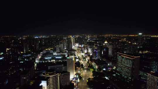 航拍江苏常州城市风光夜景