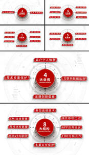 红色科技文字信息分类AE模板高清AE视频素材下载