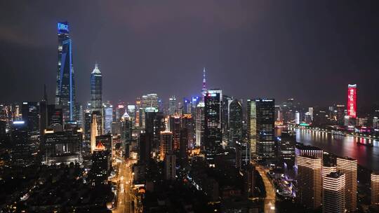 上海外滩东方明珠金融区上海夜景上海航拍