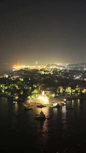 竖屏航拍福建厦门鼓浪屿夜景