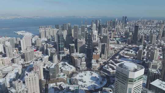 城市雪景 冬天 城市雪景航拍