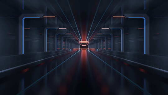 黑暗未来感隧道3D渲染视频素材模板下载