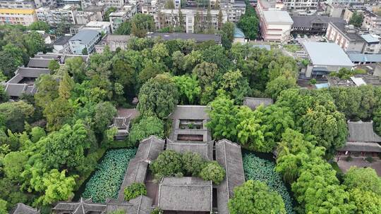 航拍四川眉山三苏祠4A景区