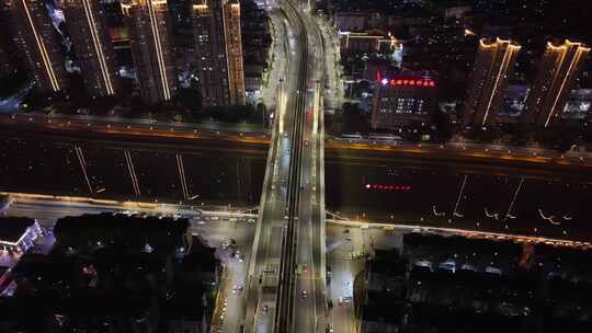 安徽芜湖城市夜景灯光航拍