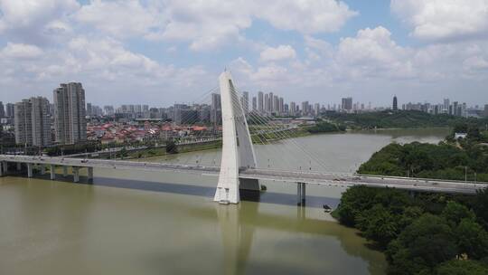 航拍江西赣州城市风光飞龙大桥视频素材模板下载