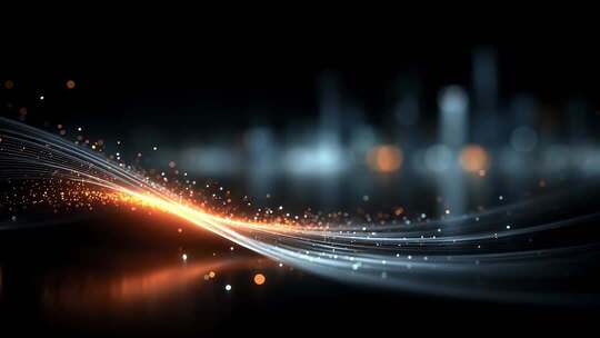 科技光线划过城市夜空