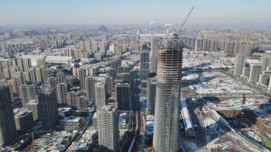 山东济南城市风光地标建筑航拍