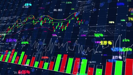 股票价格数据走势图视频素材模板下载
