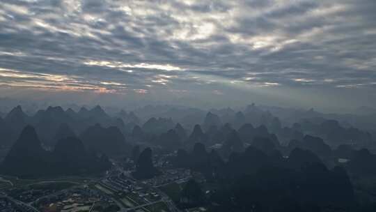 桂林山水城市鸟瞰全景