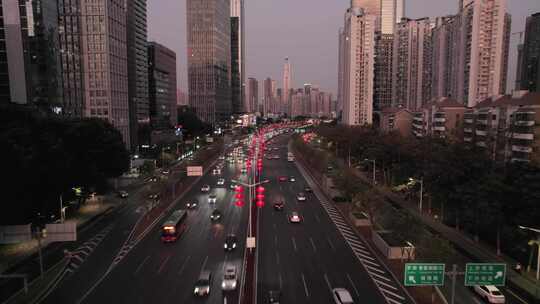 深圳滨河大道城市道路高楼车流景观