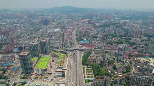 航拍长沙西枫林路城市全景