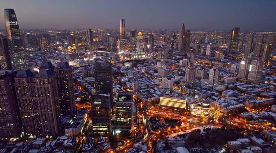 天津雪夜夜景