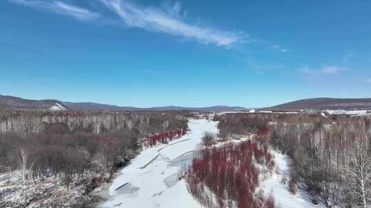 初春大兴安岭库都尔河流域雪景