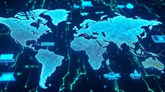 科技感世界地图数据背景