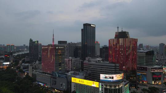 航拍宁波甬江珍珠贝外滩大桥夜景4K航拍