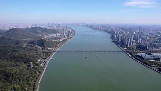 杭州钱江一桥两岸大全景视频素材模板下载