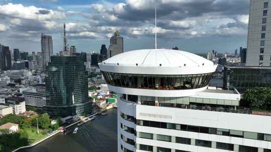 泰国曼谷城市希尔顿酒店航拍视野天际线风光