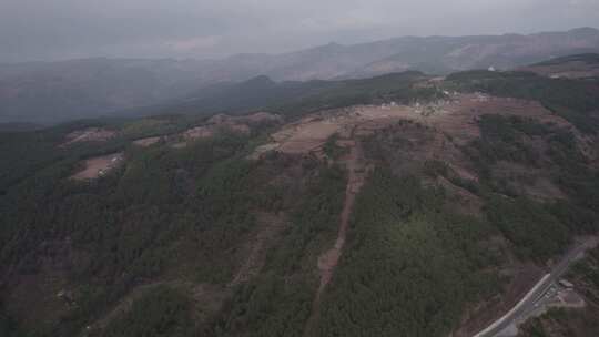 航拍中国西部四川大凉山高原山地村庄风光