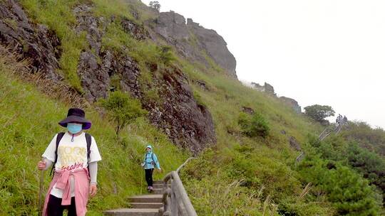 武功山登山步道视频素材模板下载