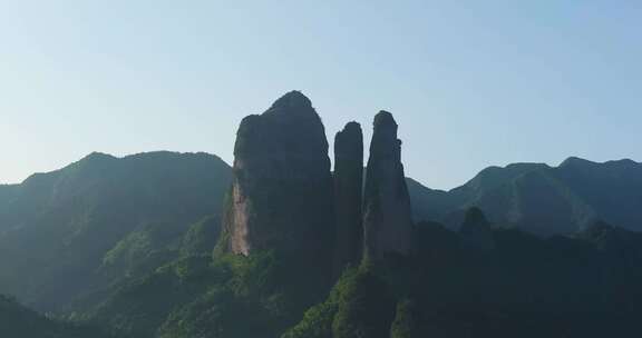 浙江省衢州市江山江郎山景区晨曦航拍