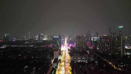 航拍四川成都锦江区春熙路商圈夜景