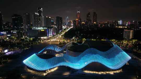 苏州狮山大剧院、文化广场夜景（航拍运镜）