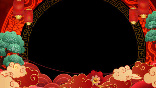 喜庆2025蛇年剪纸祝福拜年视频框带透明通道