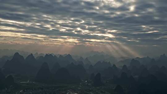 桂林山水城市鸟瞰全景