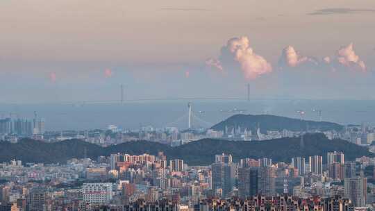 深圳宝安机场深中大桥滨海湾大桥夜景延时