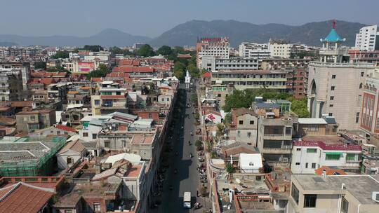 泉州中山路骑楼番仔楼航拍钟楼闽南特色建筑视频素材模板下载