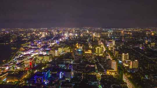 浙江杭州城市夜景移动延时航拍