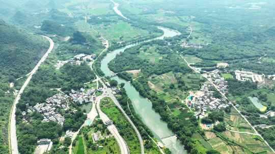 航拍高速公路车流杜步大桥