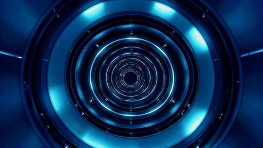 蓝色科技感隧道穿梭画面