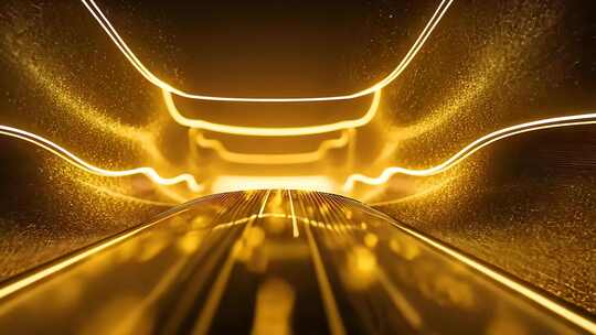 金色流动光影交织梦幻之旅抽象艺术视觉盛宴
