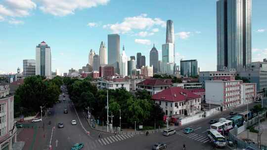 天津海河风景欧式风情街区城市建筑风光航拍