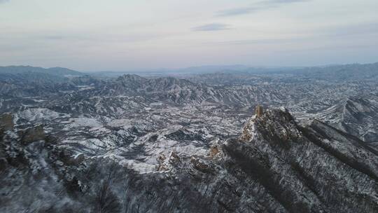 航拍 雪后的司马台长城