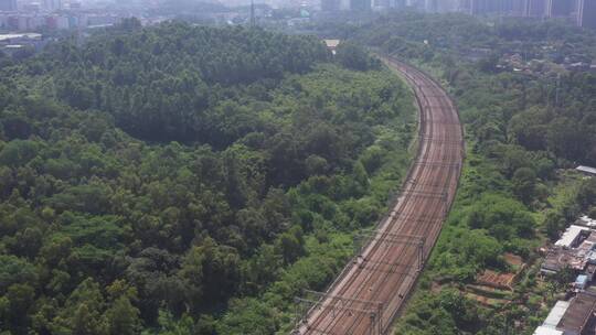 航拍深圳龙华区观澜铁路建设