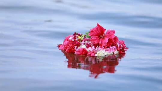 一朵花浮在水面