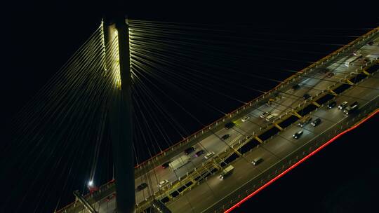 香港汀九桥车流夜景航拍视频素材模板下载