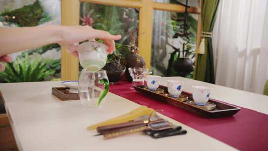 茶叶品茶沏茶泡茶茶道视频素材模板下载