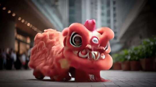 喜庆祥和街道舞狮表演迎新春