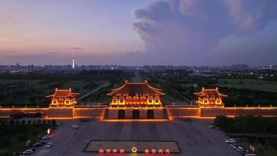 4k航拍洛阳定鼎门夜景空镜